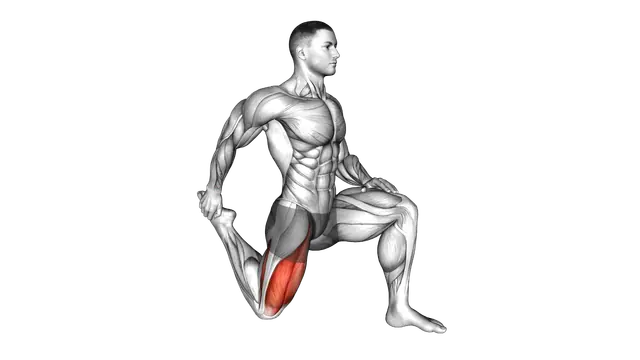 Quadriceps stretch exercise demonstration