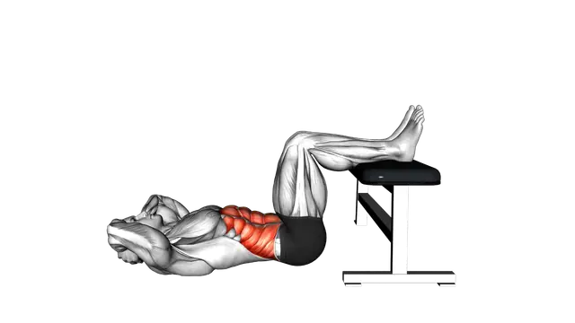 Crunch Hold with Legs on Bench exercise demonstration