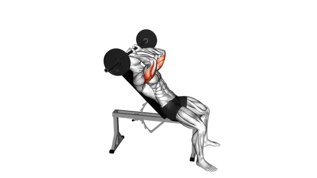 Barbell Incline Triceps Extension Skull Crusher exercise demonstration