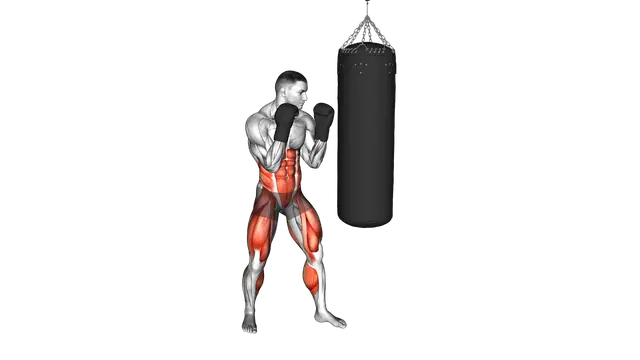 Hook Kick Kickboxing (with boxing bag) exercise demonstration