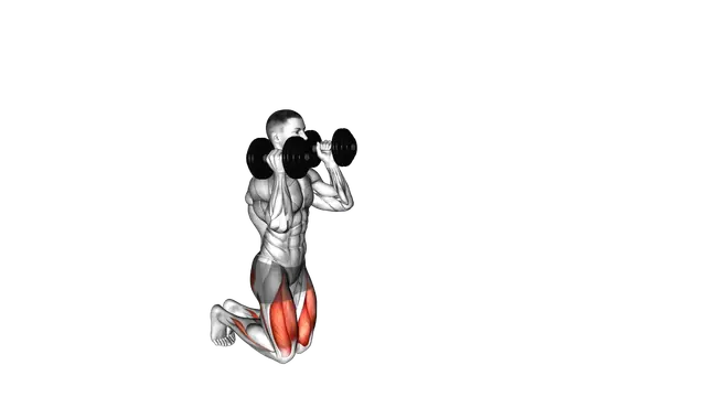 Dumbbell Kneeling Hold to Stand Clean grip exercise demonstration