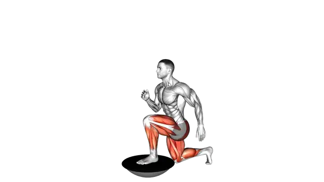High Knee Lunge on Bosu Ball exercise demonstration