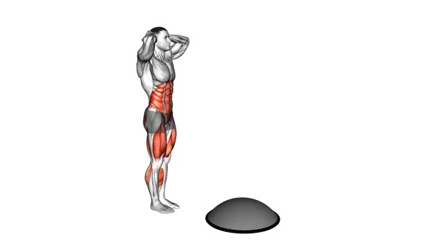 Bosu Ball Step up High Knee Air Twist exercise demonstration