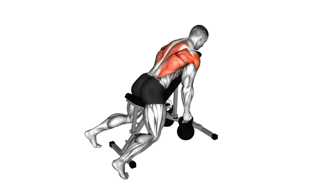 Kettlebell Hammer Grip Incline Bench Two Arm Row exercise demonstration