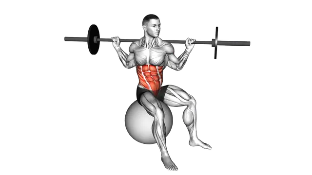 Barbell Seated Twist (on stability ball) exercise demonstration