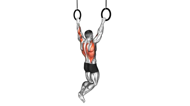 Ring Wide Pull up exercise demonstration
