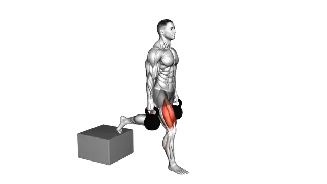 Kettlebell Single Leg Split Squat with Low Box exercise demonstration