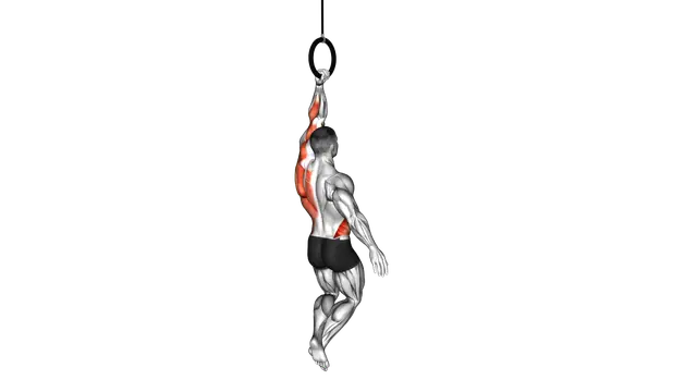 Ring One Arm Pull Up exercise demonstration
