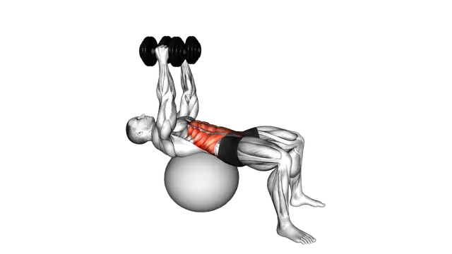 Dumbbell Overhead Crunch (on stability ball) exercise demonstration