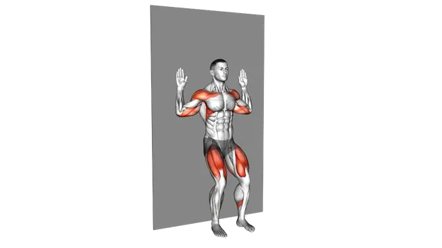 Standing Angel Wall Supported exercise demonstration