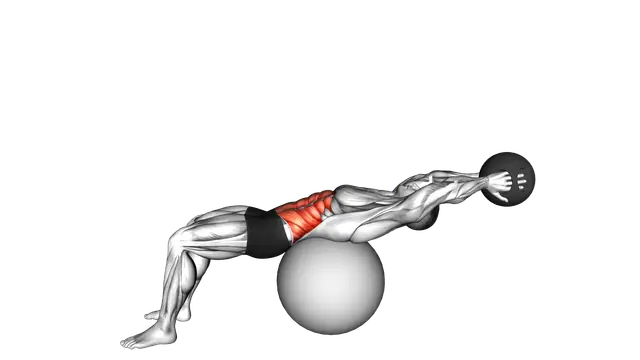 Medicine Ball Crunch on Stability Ball exercise demonstration