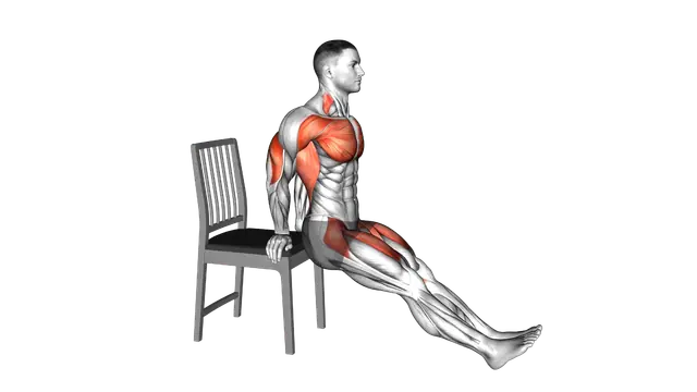 Sitting Dip and Leg Raise on a Chair exercise demonstration