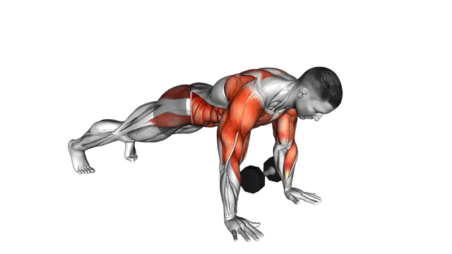 Dumbbell Plank Pass Through Push up exercise demonstration