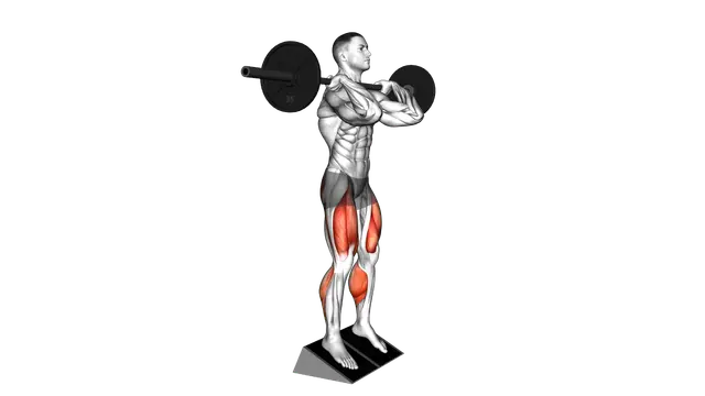 Barbell Elevated Heel Clean Grip Squat exercise demonstration