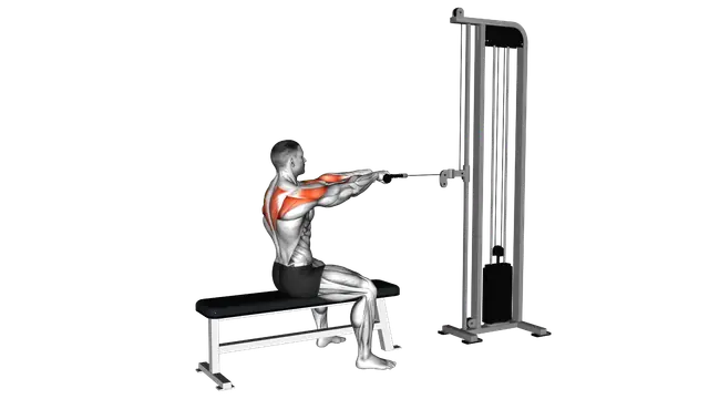 Cable Sitting Bench Face Pull (with rope) exercise demonstration